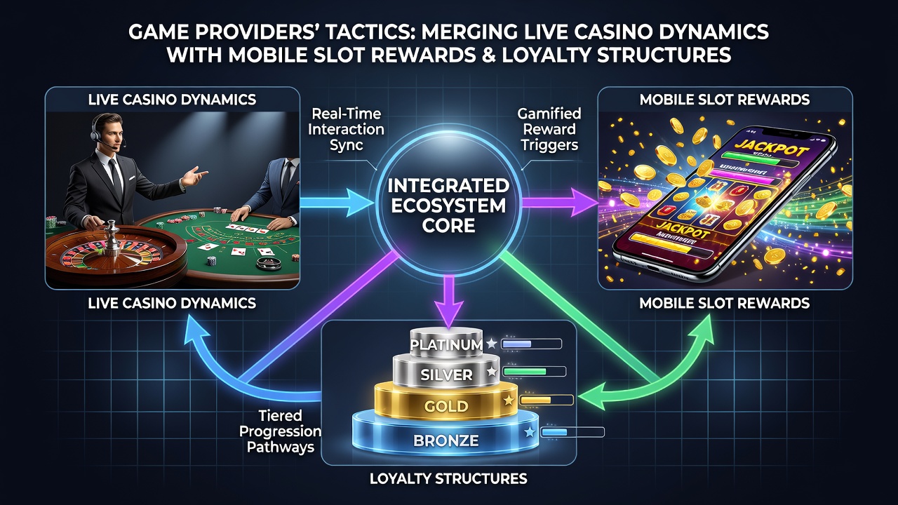 Weergave van mobiele slot loyaliteitsstructuren geïntegreerd met live casino dynamiek