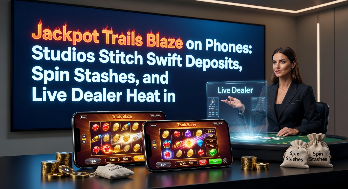 VIP mobiel scherm met live dealer die jackpot trail aankondigt, omringd door spin stashes en deposit knoppen