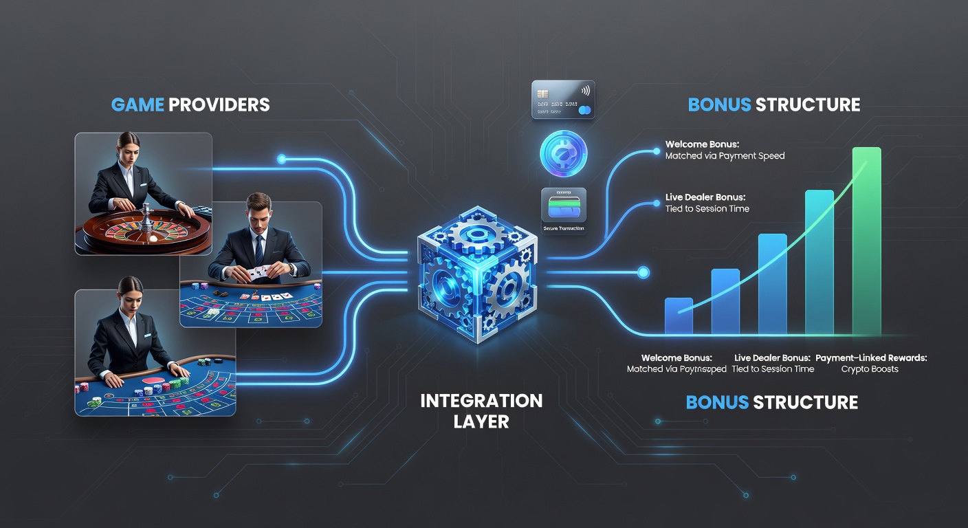 Voorbeeld van mobiele interface met live casino en bonusintegratie